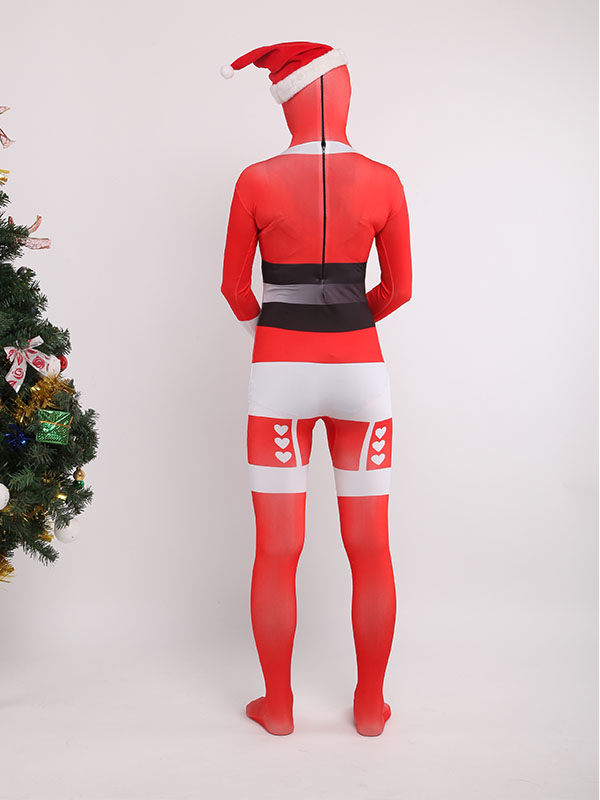 Halloween Costume Lycra Christmas Santa Claus Zentai Bodysuit